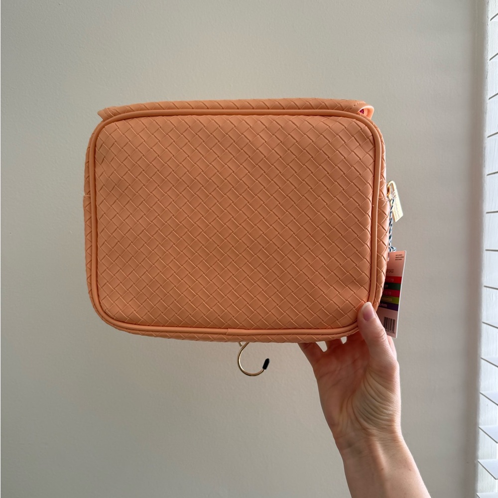 Peach Woven Cosmetic Travel Case - Picture 2 of 12